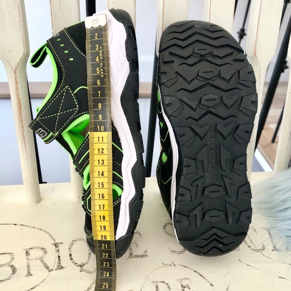 Skechers, Solar Quest, Fishermans Sandals, Black, Green, Kids, Size 3, NEW - Picture 9 of 14